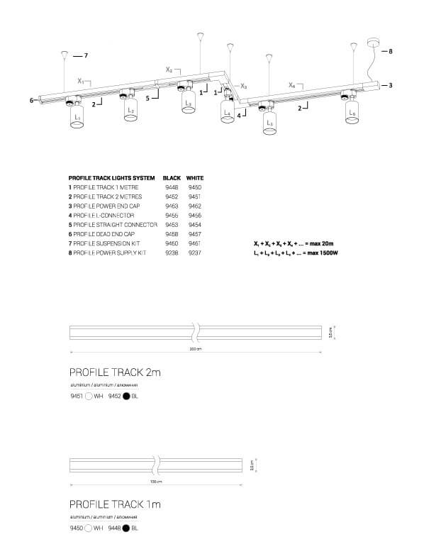 Подвесной комплект для двухфазного шинопровода Nowodvorski Profile 9461